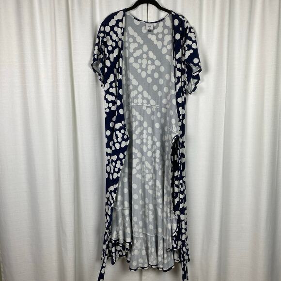 CAbi Blue&White Dot Print The Perfect Wrap Dress Sz.XL - Picture 10 of 16